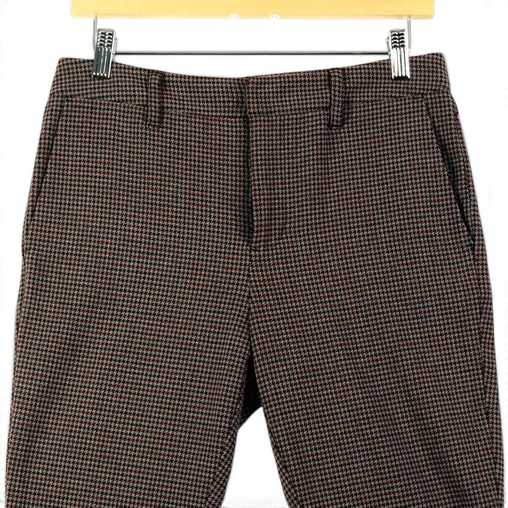 Sanctuary Womens Pants 28 Houndstooth Straight Leg Burgundy Gray Tailored *Flaw*